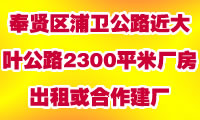 奉贤区浦卫公路近大叶公路2300平米厂房出租或合作建厂